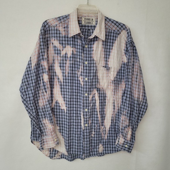 Franklin Flannels Upcycled Bleach Plaid Long Sleeve Button Down Shirt 2XL - Picture 1 of 12